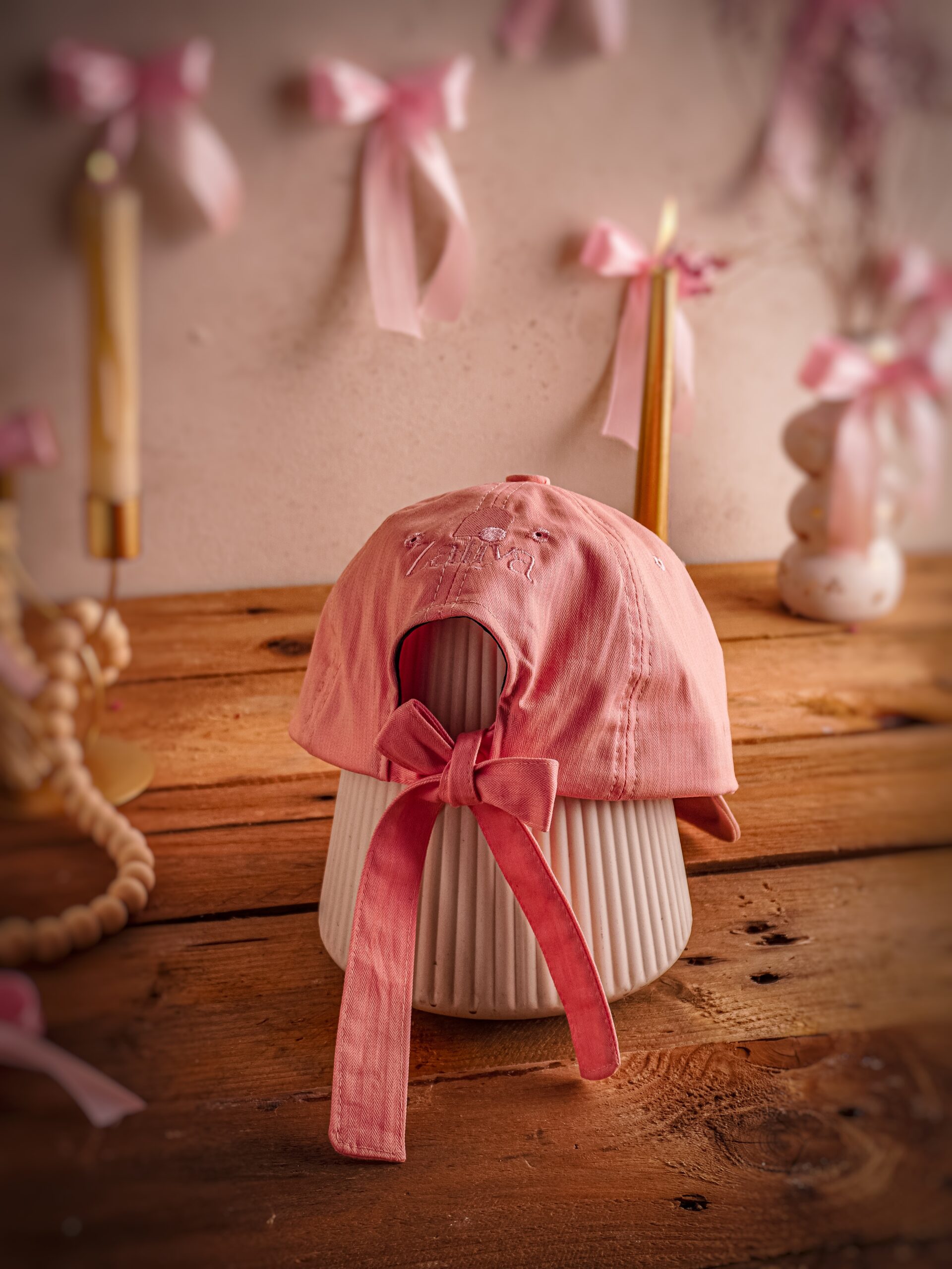 Pink Bow Embroidered Cap