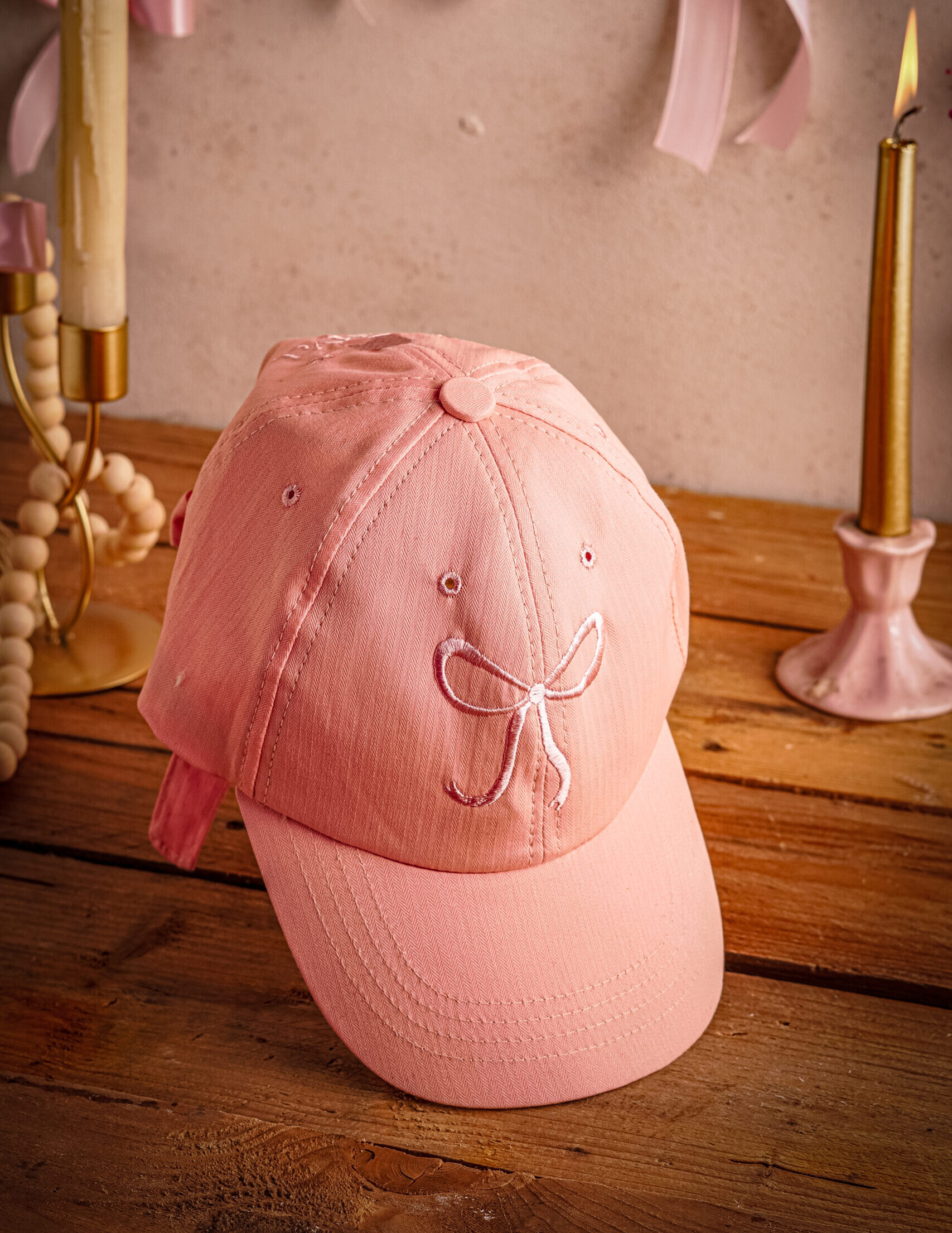 Pink Bow Embroidered Cap